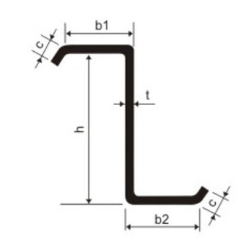 Top quality galvanized cold bending Structural Steel Channel Z purlins dimensions